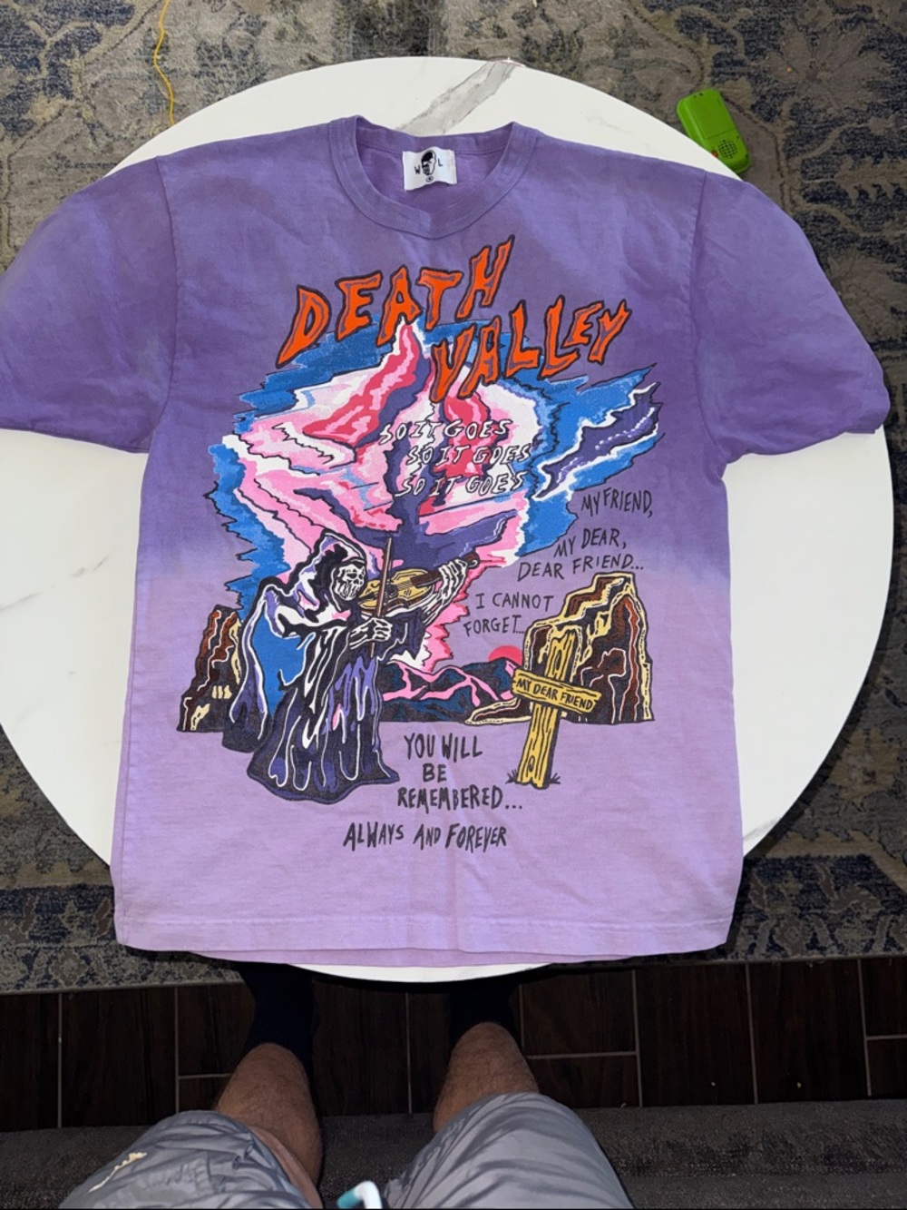 Warren Lotas Death Valley Graphic Tee in Purple and Pink